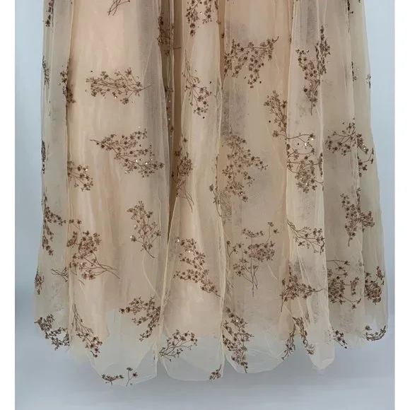 Mac Duggal Dress 79317 Champagne Embellished Illusion Gown NWT - Picture 9 of 16